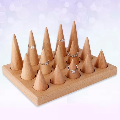 Ringständer aus Holz mit 15 Fächern, Organizer für Schmuck und Accessoires (1/5)