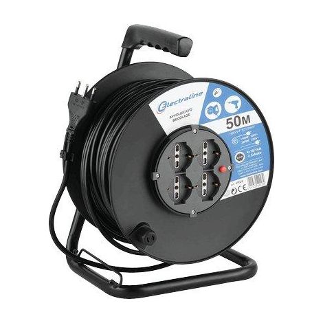 AVVOLGICAVO BRICOLAGE 49028 ELECTRALINE 2P+T 16A BIPASSO SCHUKO X4 n°XMMQ 3X15 MT 50