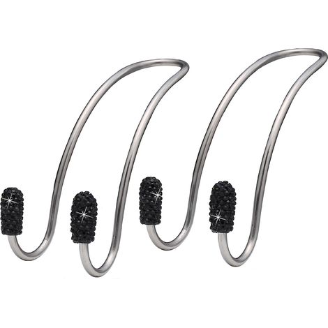 Crochets de voiture brillants, crochets de rangement pour appuie-tête de siège, porte-bagages arrière robuste et durable, universel pour SUV et camions, paquet de 2 (noir). (1/4)