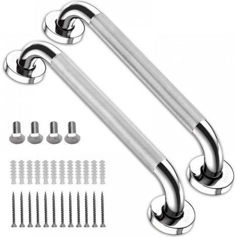 Non-Slip Shower Grab Bar Handle, Chrome Stainless Steel Bathroom Grab Bar, Knurled Bathroom Balance Bar, Safety Handrail Support, Disabled Elderly (1/5)