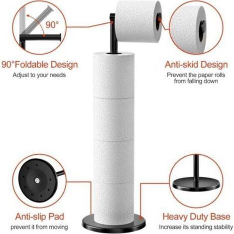 Porte papier toilette inox sur pied base lourde anti-rouille noir (1/4)