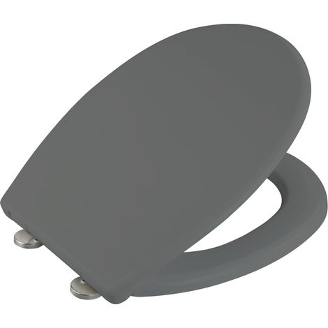 Wenko – Siège de toilette gris antibactérien – Duroplast – Système Easy-Close – Fixation inox résistante aux intempéries (1/4)