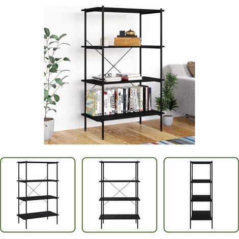 vidaXL Bureau - Étagère à 4 niveaux Noir 80x40x130 cm (1/5)