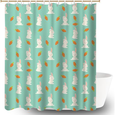 Ensemble rideau de douche polyester avec anneaux 180x180 antifongique bâche de douche pour votre chalet à la montagne (1/5)