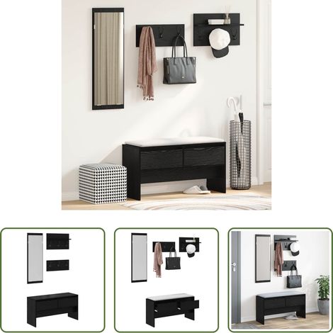 Eingangsbereich - Flurmöbel-Set 4 pcs Schwarz Eichen-Optik Holzwerkstoff (1/5)