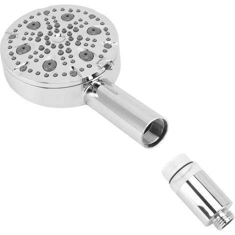 Douchette à main haute pression 9 fonctions, jet puissant, filtre, pommeau de douche argenté (1/5)
