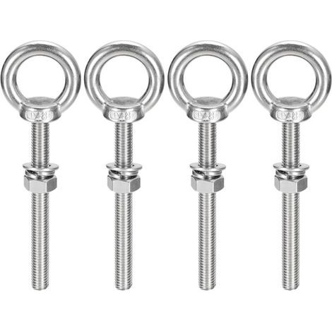 4pcs M8 x 100mm Eye Bolts M8 Ring Screw with Metric Thread Stainless Steel for Fixing and Hanging (1/5)
