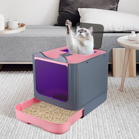 Bac à litière fermé pour chat, stérilisation et désinfection des toilettes pour chat, 35x45x37cm, avec pelle à litière pour chat, sans odeur (1/5)