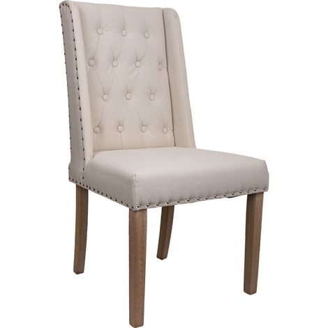 Silla de madera tapizada color crema 53x53x48/102