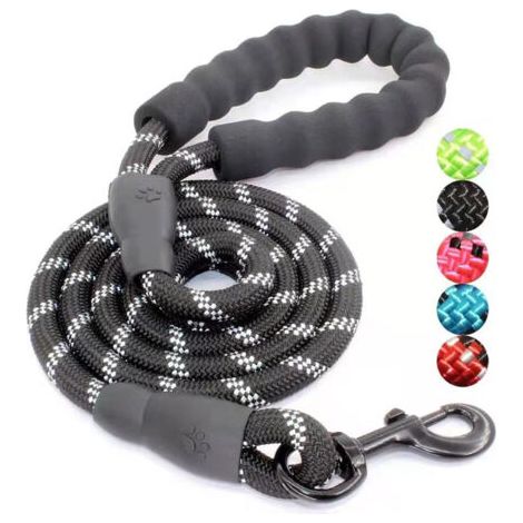 Laisse pour chien,Laisse pour chien robuste avec poignée rembourrée confortable(noir, 1,2 m) (1/5)