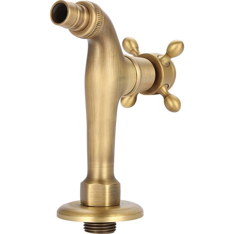 Vintage-Wandarmatur aus massivem Messing, Einhebelmischer für Waschmaschine, langer Wasserhahn, Antik-Finish, Wandmontage. (1/5)