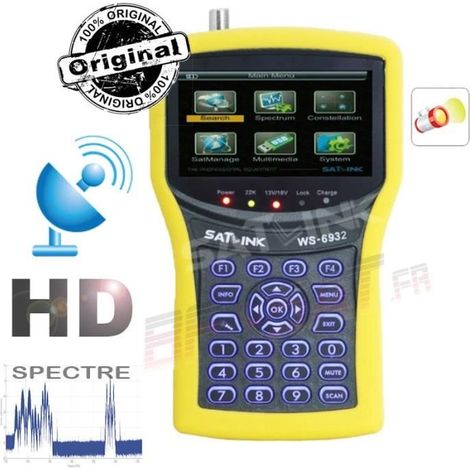 Pointeur satellite - Satlink - WS-6932 HD - Réception DVB-S/S2 - Écran LCD 3,5 - Alarme signal faible