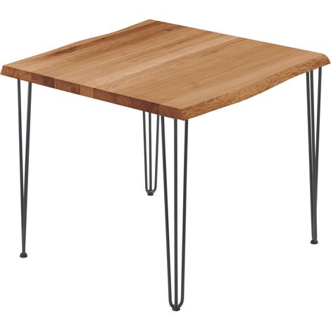 LAMO Manufaktur Esstisch Küchentisch, mit Baumkante 60x60x76 cm (AxBxH), Creative, Dunkel / Rohstahl mit Klarlack, LBB-01-A-004-0000Cr (1/5)