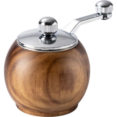 Moulin À Poivre - Moulin À Sel En Bois Rond Avec Rotor En Acier Inoxydable - Réglage Par Vis - Pour Cuisine Intérieure - 1 Pièce (1/5)