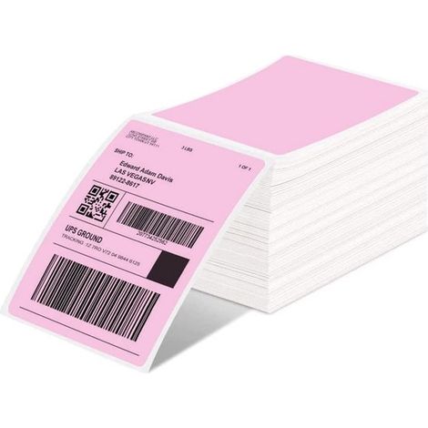 500 etiquetas térmicas - Rosa - 10 x 15 cm - Aptas para envíos y etiquetado - Impermeables - Resistentes a las manchas (1/5)