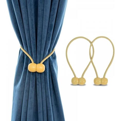 Pince à cordon magnétique, style européen classique, crochet à rideau avec aimant, jaune (1/5)