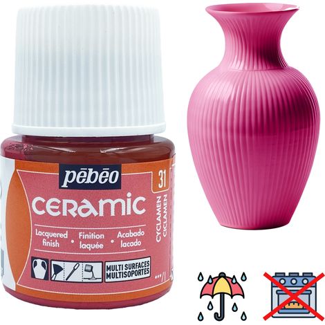 Peinture céramique à FROID, décoration décorative, résistante PEBEO 31 CYKLAMEN 45ml (1/5)