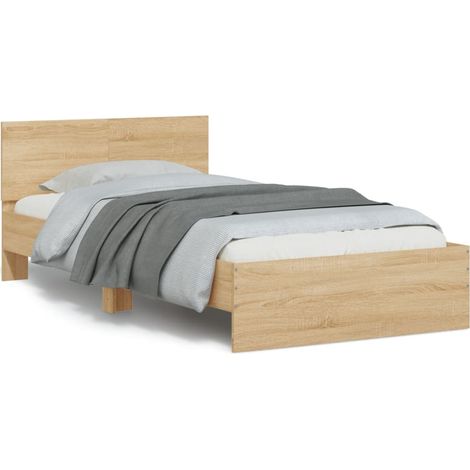Estructura de cama cabecero luces LED roble Sonoma 100x200 cm vidaXL (1/5)