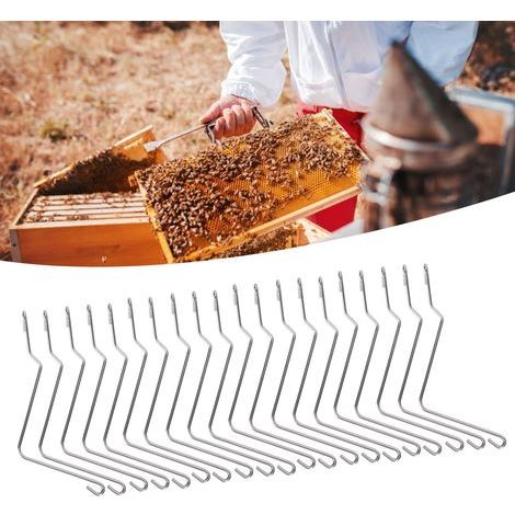 20 conectores de acero inoxidable para colmenas, soportes de cable curvos para herramientas de apicultura. (1/5)