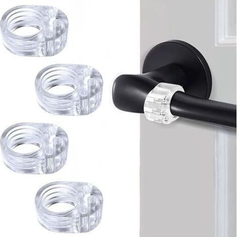 6 Pièces Protection Poignee Porte - Butée de Porte en Silicone - Butoir Poignée de porte en PVC - Stop Porte Non Toxique Transparent - Protéger le Mur - Stoppeur fenêtre(Bague Simple) (1/4)