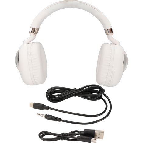 Casque Gaming Bluetooth Stéréo Filaire Sans Fil Blanc avec LED Lumière Animé Mignon pour Jeux Films Musique (1/5)