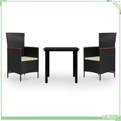 Ensemble à manger de jardin - FAFEICY - 3099425 - Table carrée 80x80 cm - Dossier réglable - Coussins amovibles (1/5)