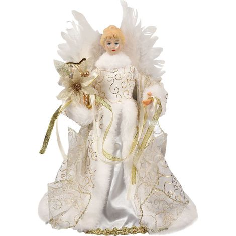 Angel - 33.5 Cm - Pour Décoration De Sapin De Noël - Blanc Et Argent - 1 Pièce (1/2)