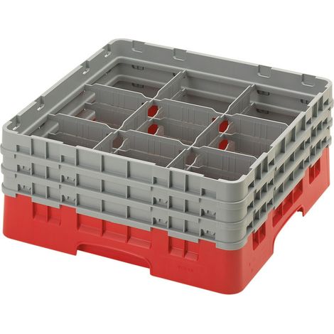 Casiers de lavage - 9 compartiments verres - Haut max 17.4 cm - 50 x 50 x 22.5 cm - Lot de 3 - Cambro