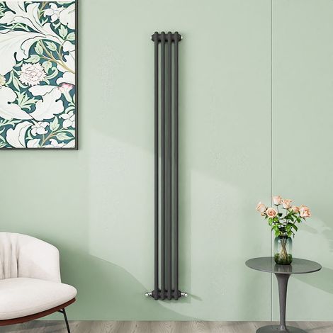 AICA 1800x200mm Anthracite Vertical Traditional Radiator Cast Iron 2 Column Heating UK