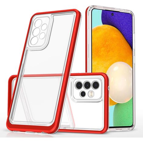 Custodia trasparente 3 in 1 per Samsung Galaxy A73, cover in gel con cornice rossa (1/5)