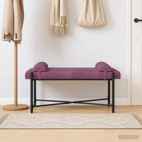 vidaXL Panchina con bottoni e cuscini Viola 110 x 40 x 46 cm Velluto (1/5)