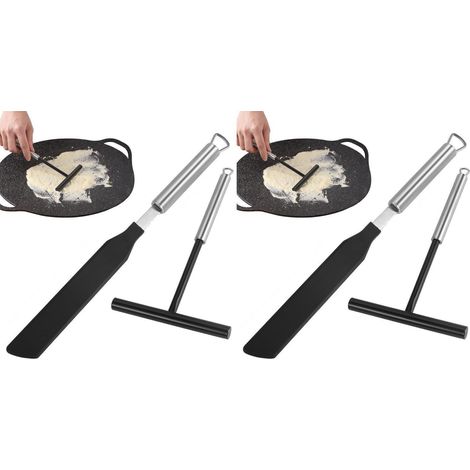 Crepes Set: Teigverteiler und Spatel aus Edelstahl & Silikon, 2 Stück