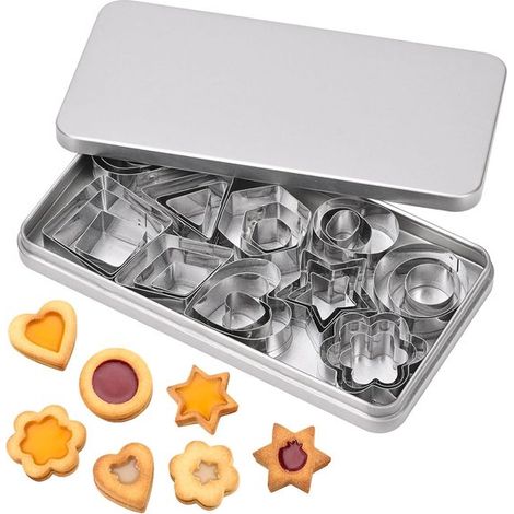 Lot de 30 mini moules à pâtisserie, moules de Noël, dix formes en trois tailles, adaptés aux gâteaux d'anniversaire et biscuits faits maison, carré, cercle, triangle, losange, etc.