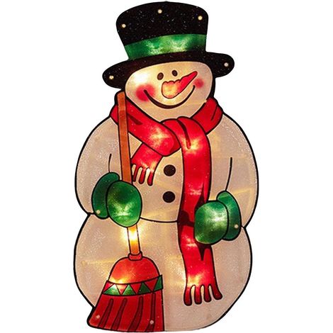 Guirlande lumineuse de Noël à ventouse pour fenêtre, décoration LED pour porte, poêle, mur, chambre (bonhomme de neige) (1/2)
