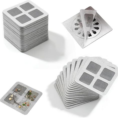 100 Disposable Hair Strainers 10 x 10 cm Strong Grip Hair Strainer for Shower Bath and Sink (1/4)
