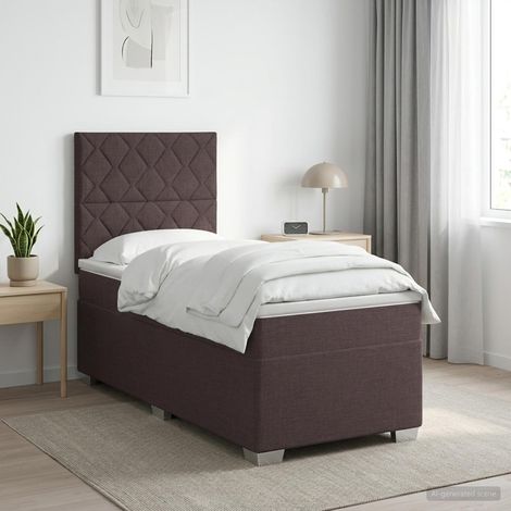 vidaXL Cama box spring con colchón Marrón Oscuro 100 x 200 cm Tela (1/5)
