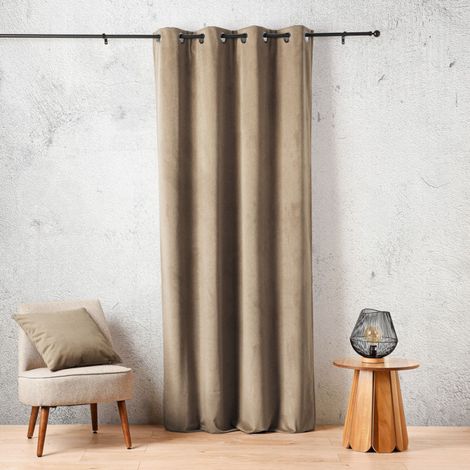 Rideau thermique aspect velours « Baltic » 135 x 260 cm – 410 g - 135x260cm - Taupe (1/2)