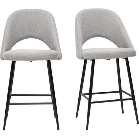 Barhocker grauer Stoff mit Samteffekt H65cm (2er-Set) COSETTE