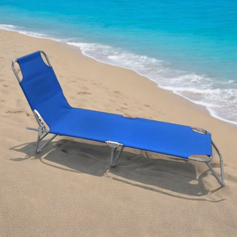 Lettini da spiaggia per esterno e mare pieghevole struttura in ferro e tessuto in oxford - Blu (1/5)