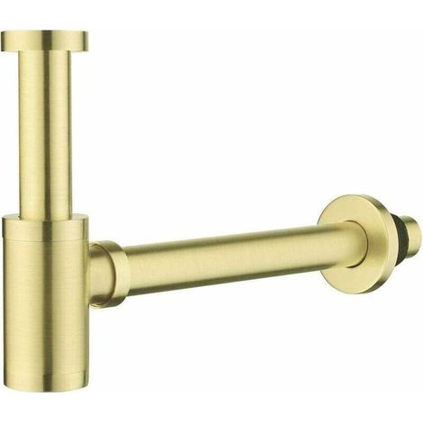 Siphon de Lavabo en Acier Inox Siphon pour vasque et lavabo Laiton Siphon de Lavabo, Universel Syphon Design 1 1/4 x 32mm, Rglable Anti Odeur Dore, Or Bross (1/4)