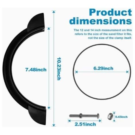 Universal Pool Filter Tension Control Clamp Spare Part Sand Filter Pump Clamp with O-Shape Screw Suitable for Sand Filter Pump (1/2)