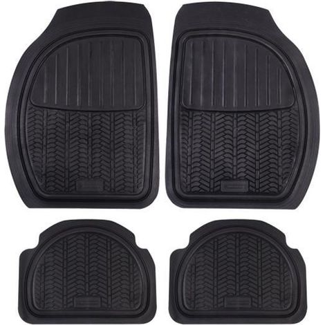 MICHELIN Tapis de sol universels en caoutchouc noir 4 pièces 2 avant 2 arrière à sillons antidérapants (1/5)