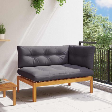 vidaXL  Corner Sofa Unit  Natural and Dark Grey 132 x 92 x 82 cm