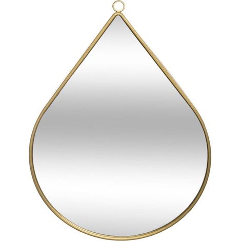 Atmosphera – Miroir mural en métal goutte 39cm or – Dimensions L. 28 x l. 1,2 x H. 39 cm – Fer, verre et MDF – Accessoire décoratif moderne (1/2)