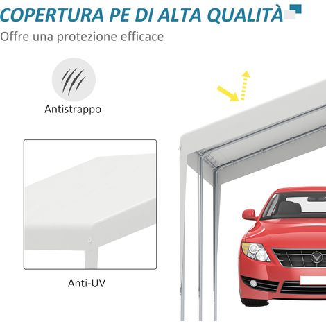 Abri auto pliable 4x4m blanc, toit résistant UV/pluie/vent, idéal pour véhicules, mariages, fêtes.