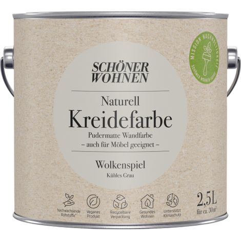 Schöner Wohnen Naturell Kreidefarbe 2,5 Ltr. Wolkenspiel kühles Grau