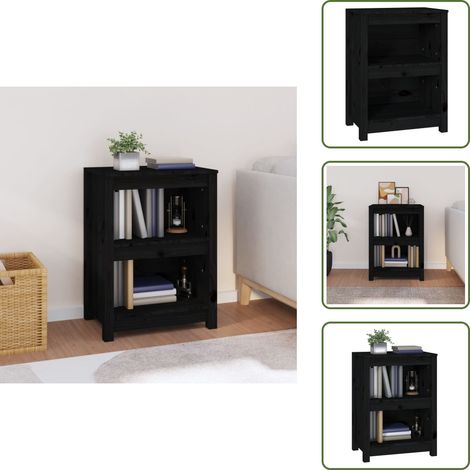 Scaffalatura in legno - vidaXL Libreria Nera 50x35x68 cm in Legno Massello di Pino - Libreria per camera da letto