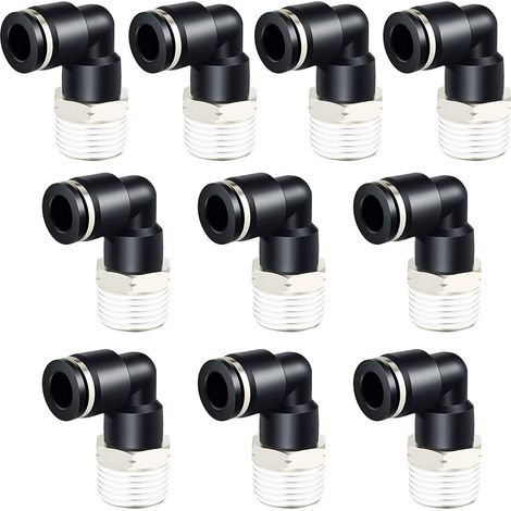 1 pièce Raccord coudé pneumatique, 90° pivotant, 6 mm x 3/8" NPT mâle, pour tubes PE/nylon/PU (1/5)