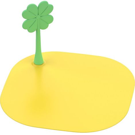 Cache-bonde de sol désodorisant et anti-insectes jaune pour évier de salle de bain ou de cuisine, motif trèfle à quatre feuilles (1/5)