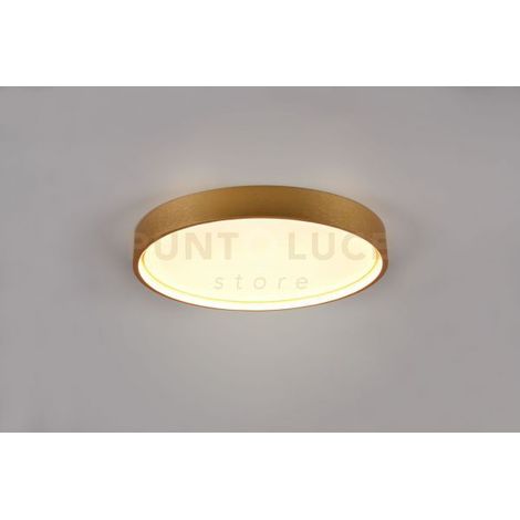 DOHA PLAFONIERA LED 29W 3260lm, 2300+3000+4000K CON BORDO METALLO OTTONE ANTICATO ILLUMINATO E REGOLAZIONE TEMPERATURA DI COLORE LED D. 45CM